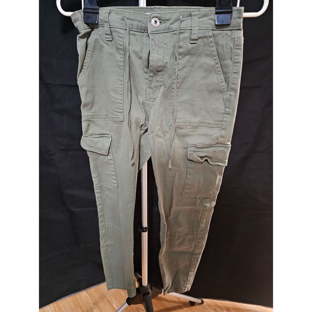 Women's Olive Green Cargo Pants - Size 5/27 - Drawstring & Pocket Utility Pants